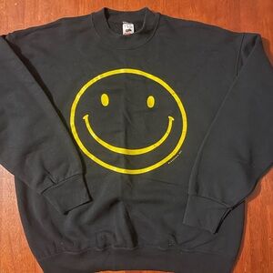 Vtg 90s Blackjack Inc Classic Smiley Face Crewneck Sweatshirt Size Large